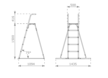 schets van vrijstaande ladder 150 cm