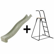 Vrijstaande Ladder Zwart Inclusief Losse Glijafke Tsuri in Pastel Groen voor Platformhoogte 130 t/m 150 cm naast elkaar