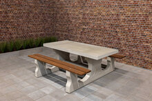 Naturel Betonnen Picknickset DeLuxe met Bamboe Zitvlak