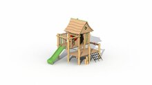 Eco-Play Minidorp Boswachtershuisje kunststof glijbaan groen Robinia Openbaar