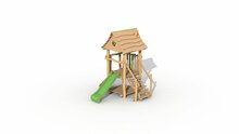Eco-Play Minidorp Jagerstoren met dak en glijbaan groen Robinia Openbaar