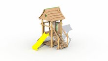 Eco-Play Minidorp Jagerstoren met dak en glijbaan geel Robinia Openbaar