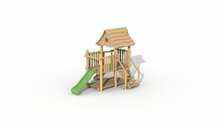 Eco-Play Minidorp Jagerstoren met balkon en glijbaan groen Robinia Openbaar