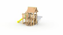 Eco-Play Minidorp Jagerstoren met balkon en glijbaan geel