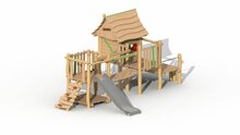 Eco-Play Minidorp Stropersbos met RVS glijbaan 