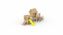Minidorp Stropersbos met kunststof glijbaan geel