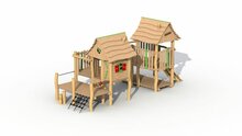 Minidorp Stropersbos met 2 huisjes en RVS glijbaan Robinia Openbaar