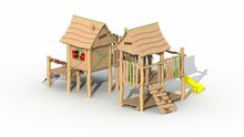 Eco-Play Minidorp Stropersbos met 2 huisjes en kunsstof glijbaan geel