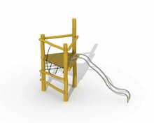 Goed zicht op de glijbuizen van de speeltoren met glijbuizen Robinia