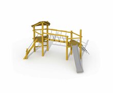 Eco-Play Speeltoren Keverbruggetje met dak en glijbaan Robinia Openbaar