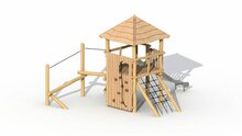 Eco-Play Tovertoren met dak en evenwichtsparcours Robinia Openbaar