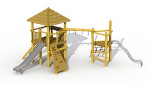 Eco-Play ToverSpeeltoren met dak en Hanglussen Robinia Openbaar