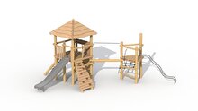 Eco-Play ToverSpeeltoren met dak en Loopbalk Robinia Openbaar