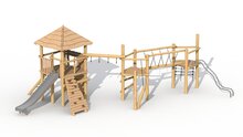 Eco-Play Maxi ToverSpeeltoren met Dak en Hanglussen Robinia Openbaar