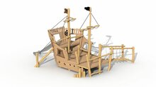 Zij aanzicht Eco-Play Piratenboot Albatros Achtersteven Robinia Openbaar