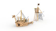 Eco-Play Piratenboot Albatros Voorsteven en Uitkijkmast Robinia Openbaar