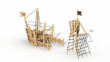 Zicht op uitkijkmast van de Eco-Play Piratenboot Albatros Voorsteven en Uitkijkmast Robinia