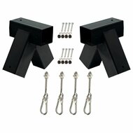 Schommelset Zwart Montage Vierkanthout 4 haken 'Recht' 92x92mm