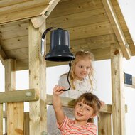 twee kinderen spelen met rinkelbel antraciet