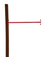Duikelstang rood met hardhout paal