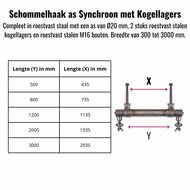 afmetingen mogelijkheden van Schommelhaak as Synchroon met Kogellagers