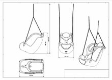 schematische tekening van Kuipschommel Blauw met Beugel + RVS ketting voor personen met handicap / beperking