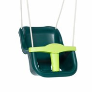 Babyschommel Luxe Donkergroen/Limoengroen met Beige BR-touwen
