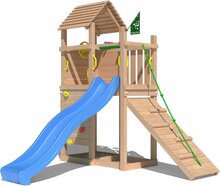 Premium Douglas Houten Speeltoren Jungle Roamer met Blauwe Glijbaan
