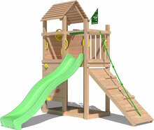 Premium Douglas Houten Speeltoren Jungle Roamer met Lichtgroene Glijbaan