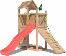 Premium Douglas Houten Speeltoren Jungle Roamer met Rode Glijbaan