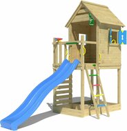 Houten Speeltoren Jungle Oasis met Blauwe Glijbaan