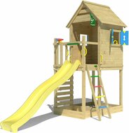 Houten Speeltoren Jungle Oasis met Gele Glijbaan