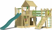 Houten Speeltoren Jungle Olympus met Groene Glijbaan 