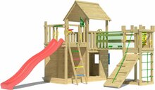 Houten Speeltoren Jungle Olympus met Rode Glijbaan 