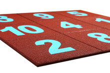 Rubber Hink-Stap-Sprong Tegels Rood met Blauwe Cijfers