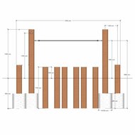 aanzichtstekening van B-Play Robinia Stappaaltjes met Touw Openbaar - Module 4
