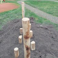 bovenaanzicht van B-Play Robinia Stappaaltjes met Touw Openbaar - Module 4