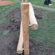 zijaanzicht van B-Play Robinia Dwarsbalken met Stappalen Openbaar - Module 5
