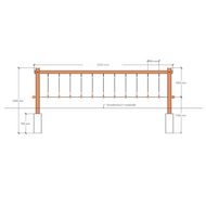 aanzichtstekening van B-Play Wiebelbrug Robinia Openbaar 300 cm