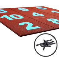 Hink-Stap-Sprong Tegels SBR 50x50x4,5cm Rood met Blauwe Cijfers