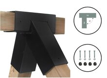 B-Play Hoekverbinding Recht voor Vierkante paal 90x90 mm Zwaar Zwart