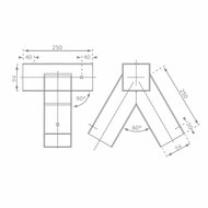 afmetingen B-Play Hoekverbinding Recht voor Vierkante paal 90x90 mm Zwaar Zwart