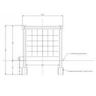 aanzichtstekening van B-Play Robinia U-frame met Klimnet 200 cm