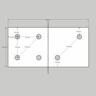 Afmetingen bovenaanzicht Houtverbinding T- stuk zwart gepoedercoat voor balken tot 160 mm