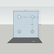 Afmetingen zijaanzicht Houtverbinding T- stuk zwart gepoedercoat voor balken tot 110mm