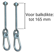2 Stuks B-Play Schommelhaak met Karabijnhaak en Volledig Draad M12 180 mm