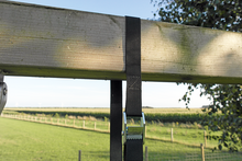 spanband van B-Play kunststof fitness ringen Ø18 cm Zwart met zwarte bandjes over balk