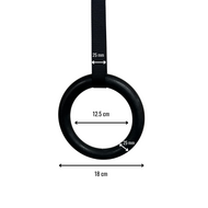 afmetingen van B-Play kunststof fitness ringen Ø18 cm Zwart met zwarte bandjes