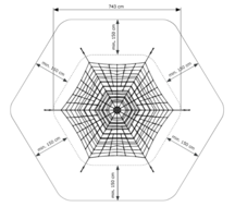 Vrije ruimte Piramide Net in gewapend touw 5,2m Premium