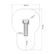 vrije ruimte van B-Play Vrijstaande Robinia trap 100 cm met RVS Glijbaan